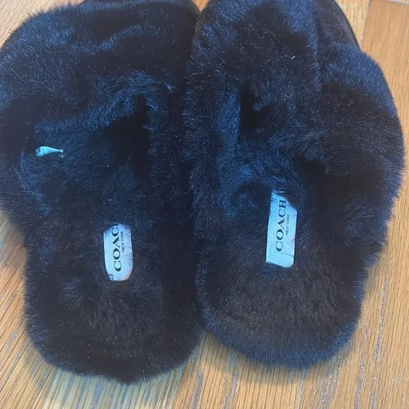 Coach Black Plush Slippers - Picture 3 of 5